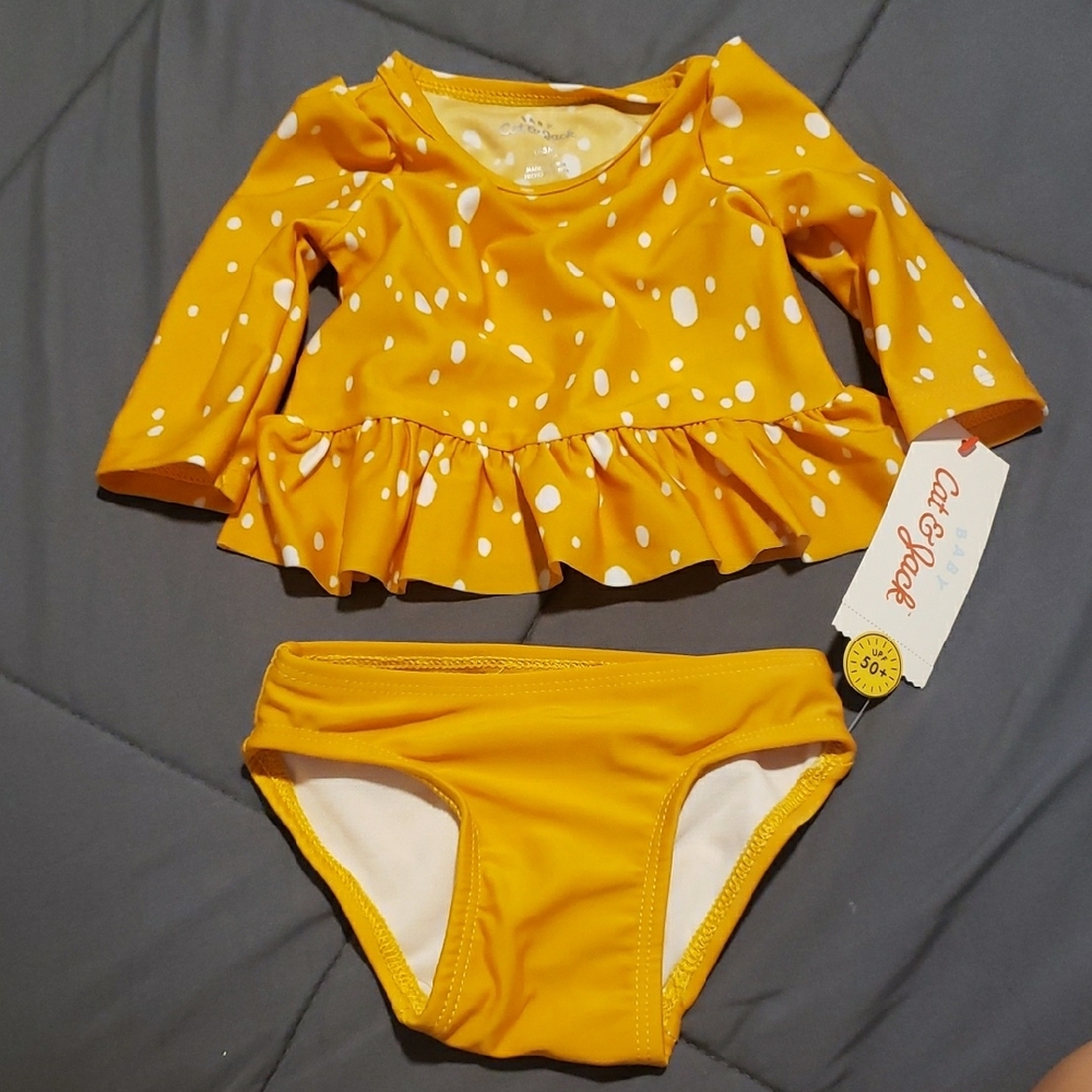 Cat & Jack Yellow Polka Dot Kids Swim Set